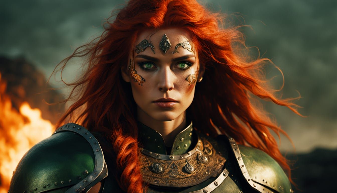 Epic Barbarian Queen in Fiery Sunset Glory