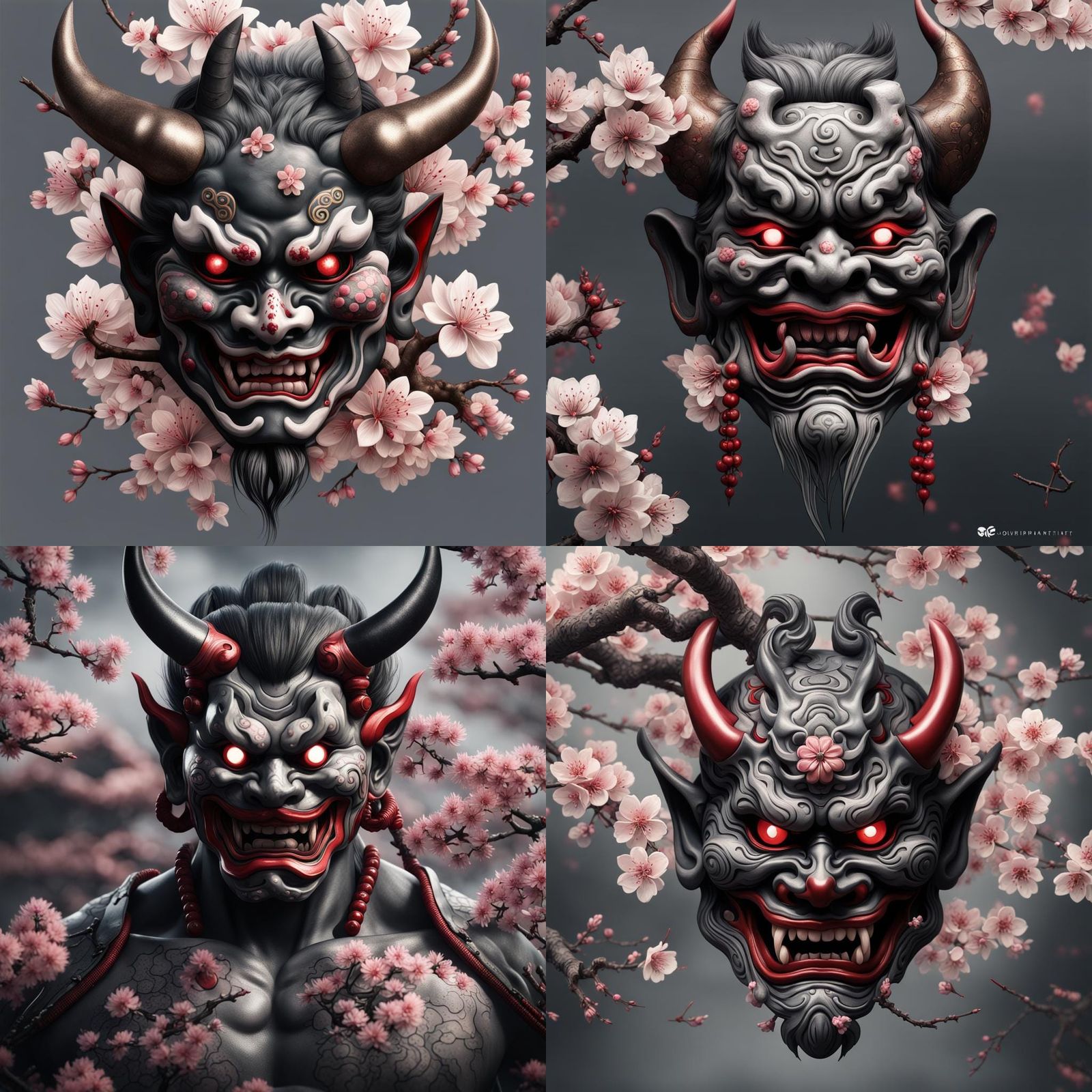 Oni Mask Tattoo in Traditional Japanese Style
