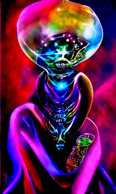 Alien Saloon: Holographic Cosmic Illustration
