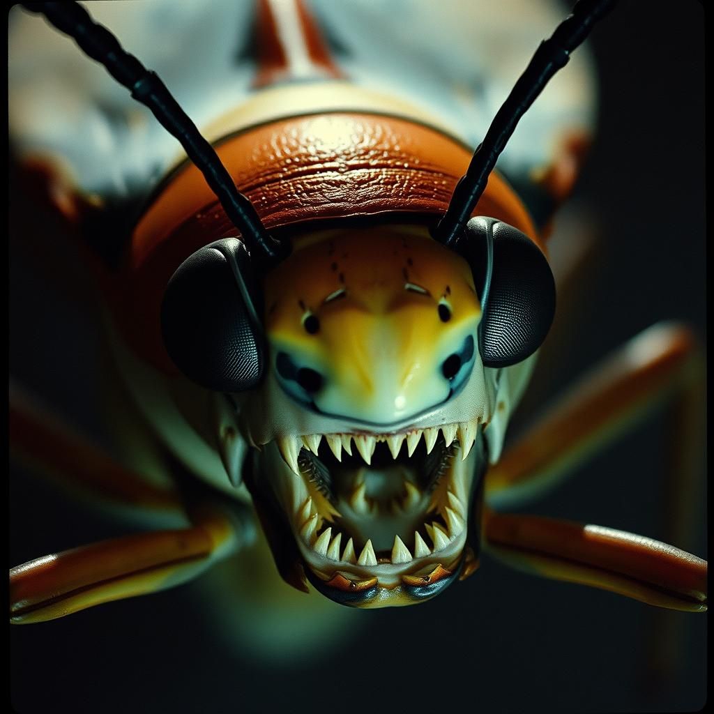 Shark-faced Insect in Dark, Gritty Realism