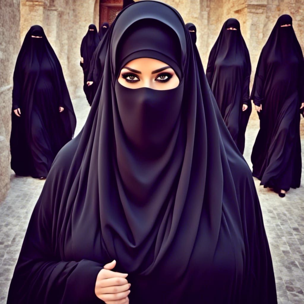 Woman in Niqab in Gothic Style