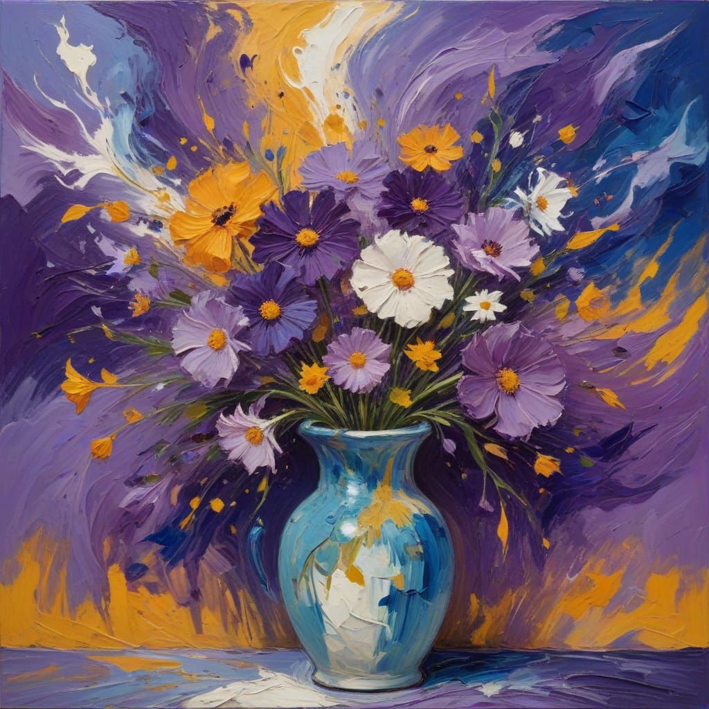 Dazzling Cosmic Swirls in Vibrant Purple and Gold