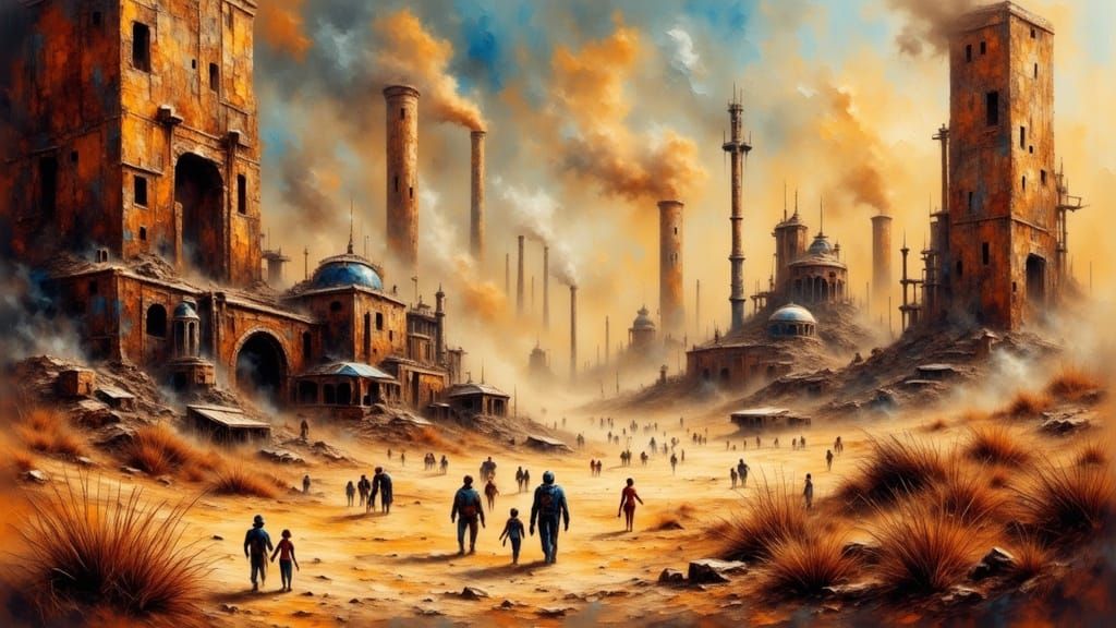 Vibrant Space Colony on Barren Desert Planet