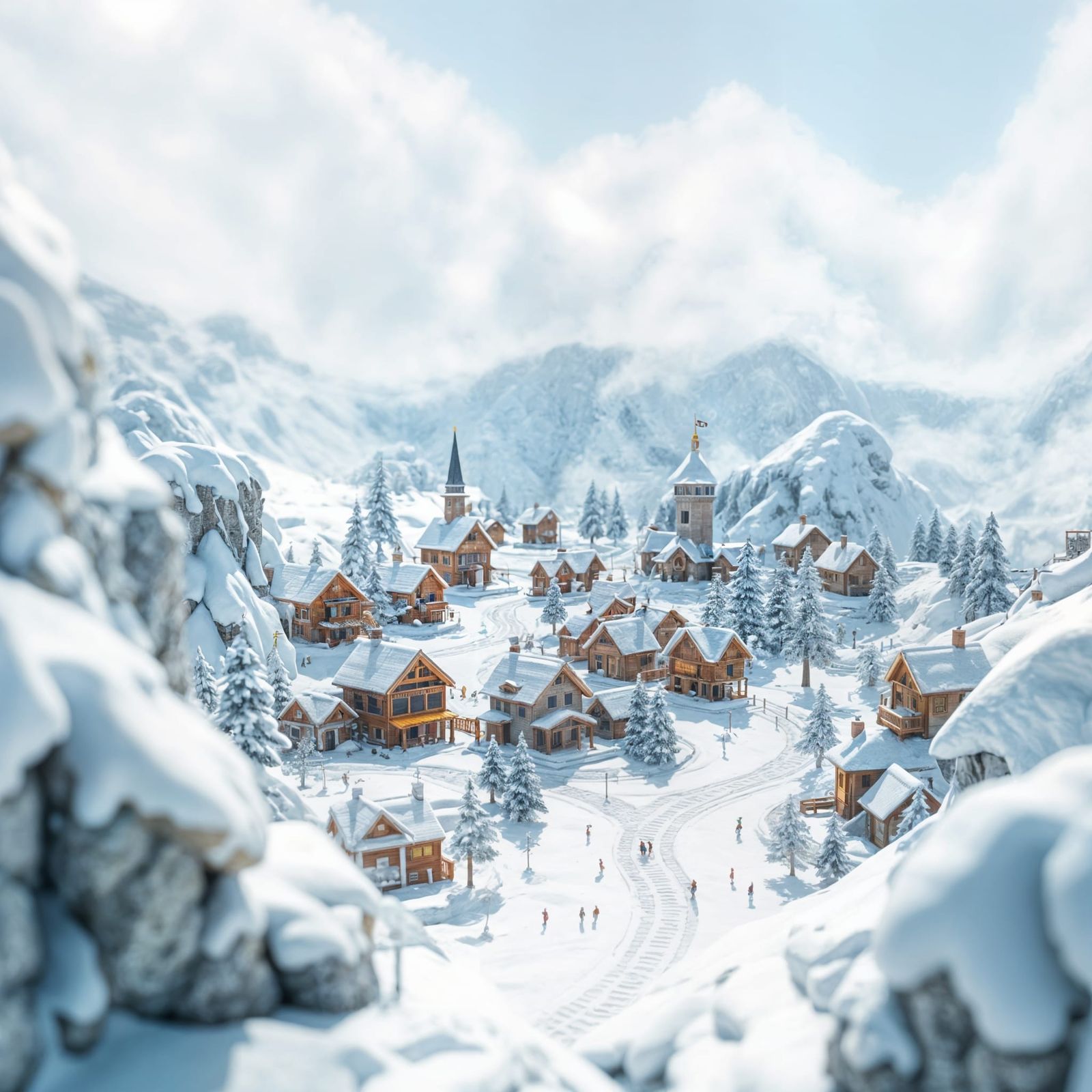Miniature Snow World in 3D Anime Art Style