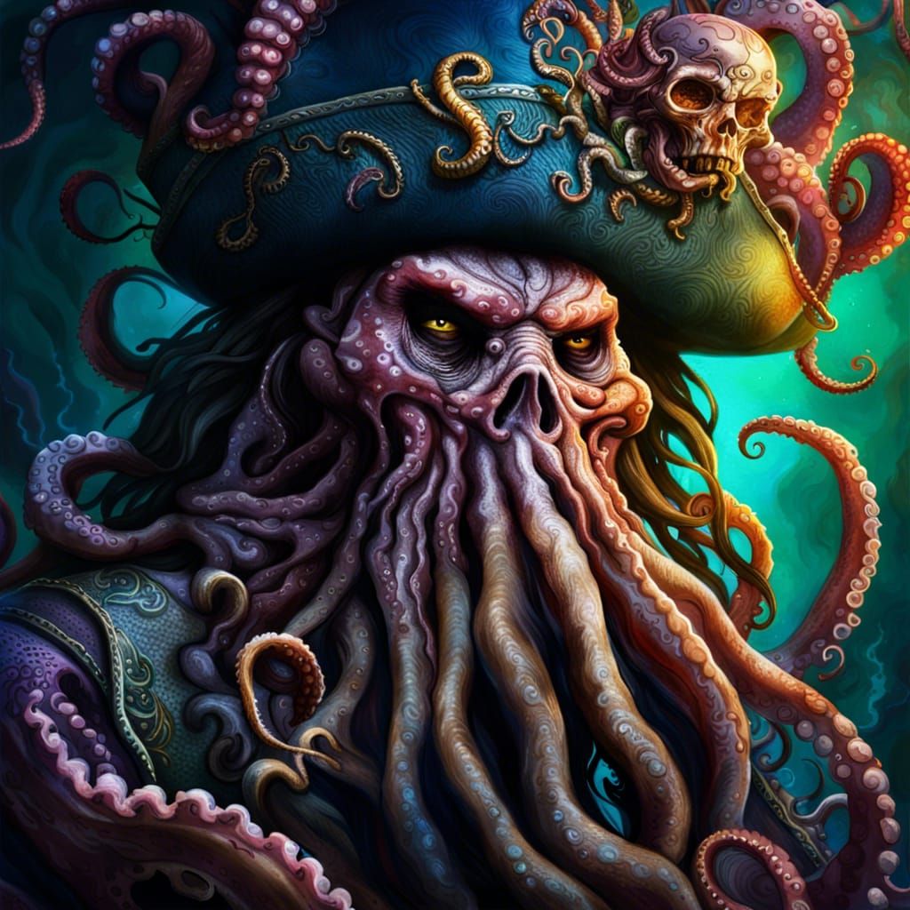 Hyperrealistic Davy Jones Octopus Portrait