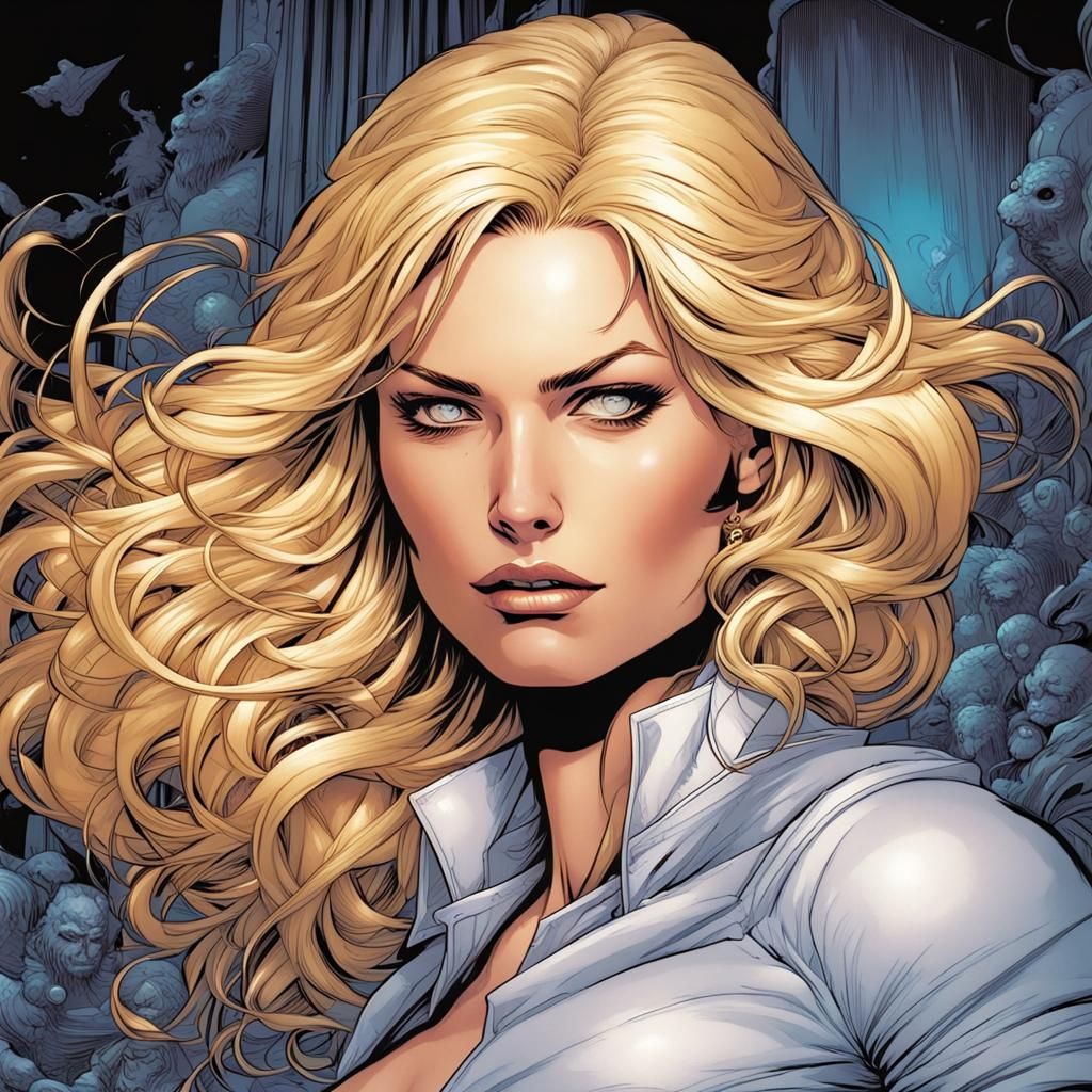 Blonde Woman in Comic Book Style