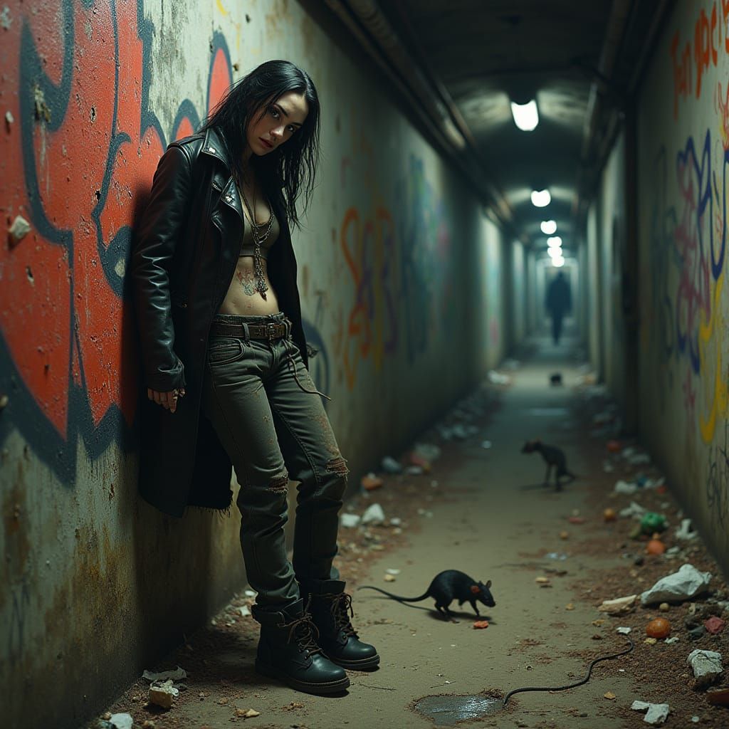 Nosferatu in Abandoned Subway: Hyper-Realistic Portrait