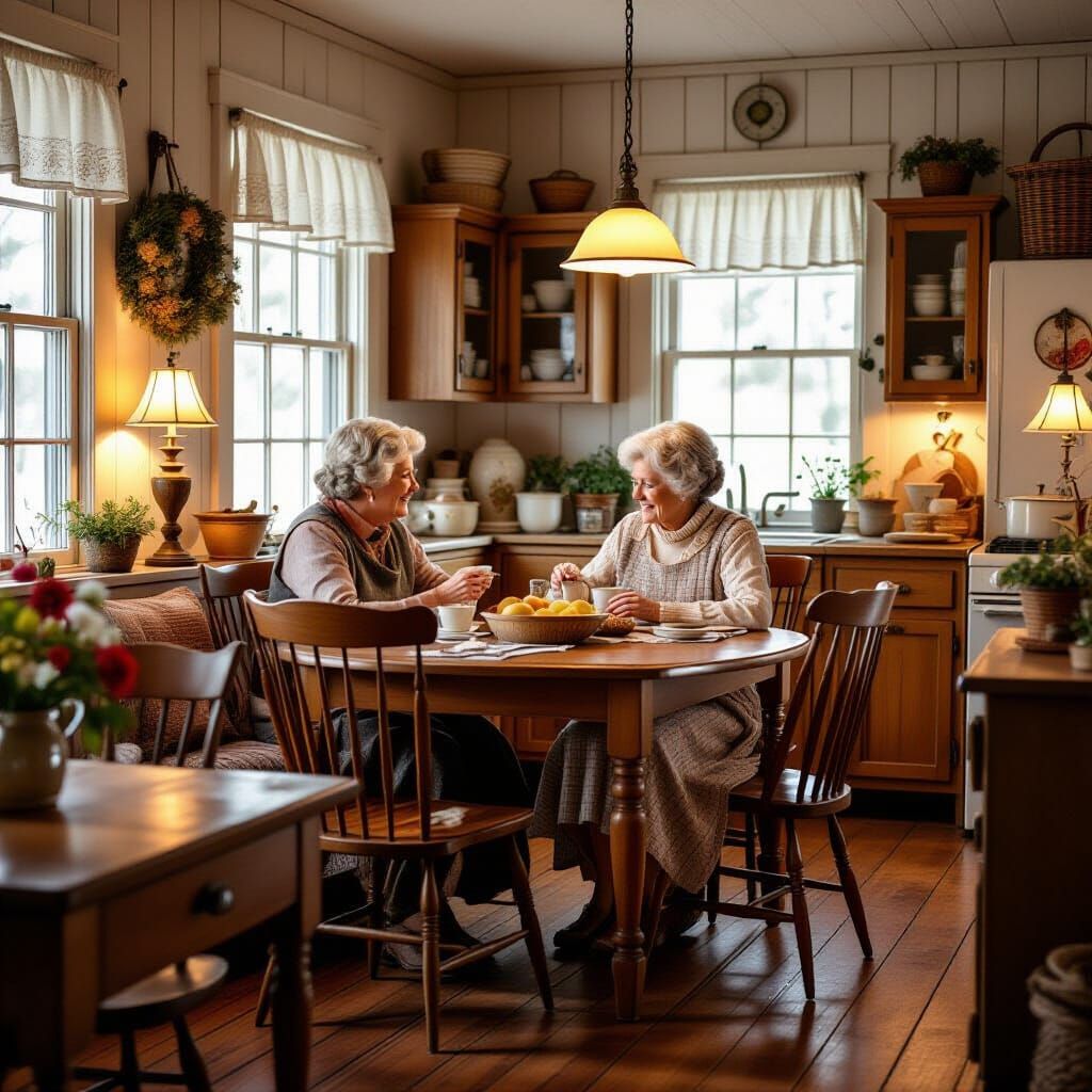 Cozy American Grandmother's Rustic Living Room