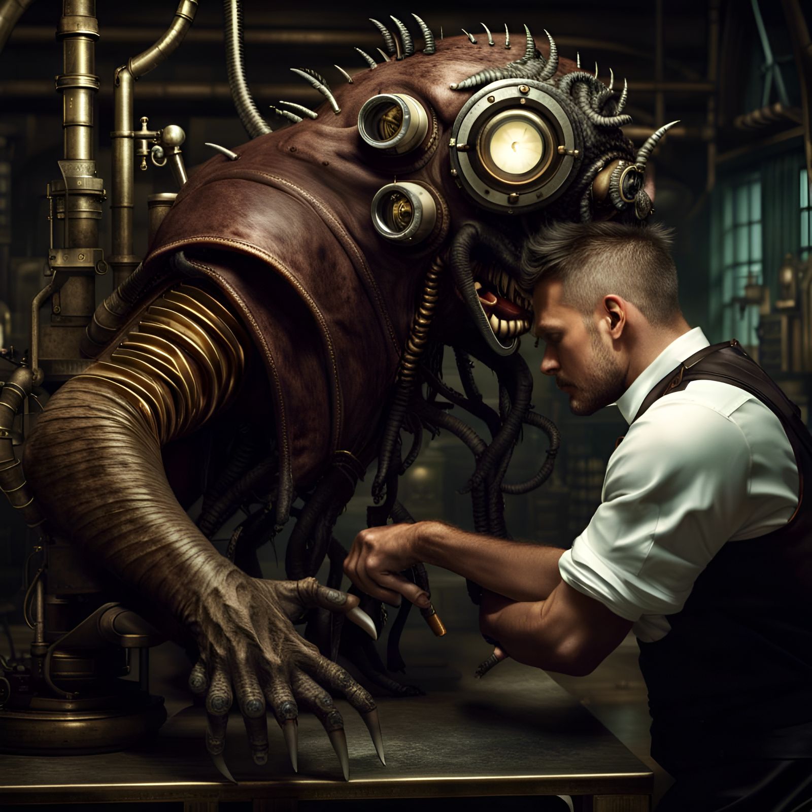 Getting my pet monster ready for his first prom.