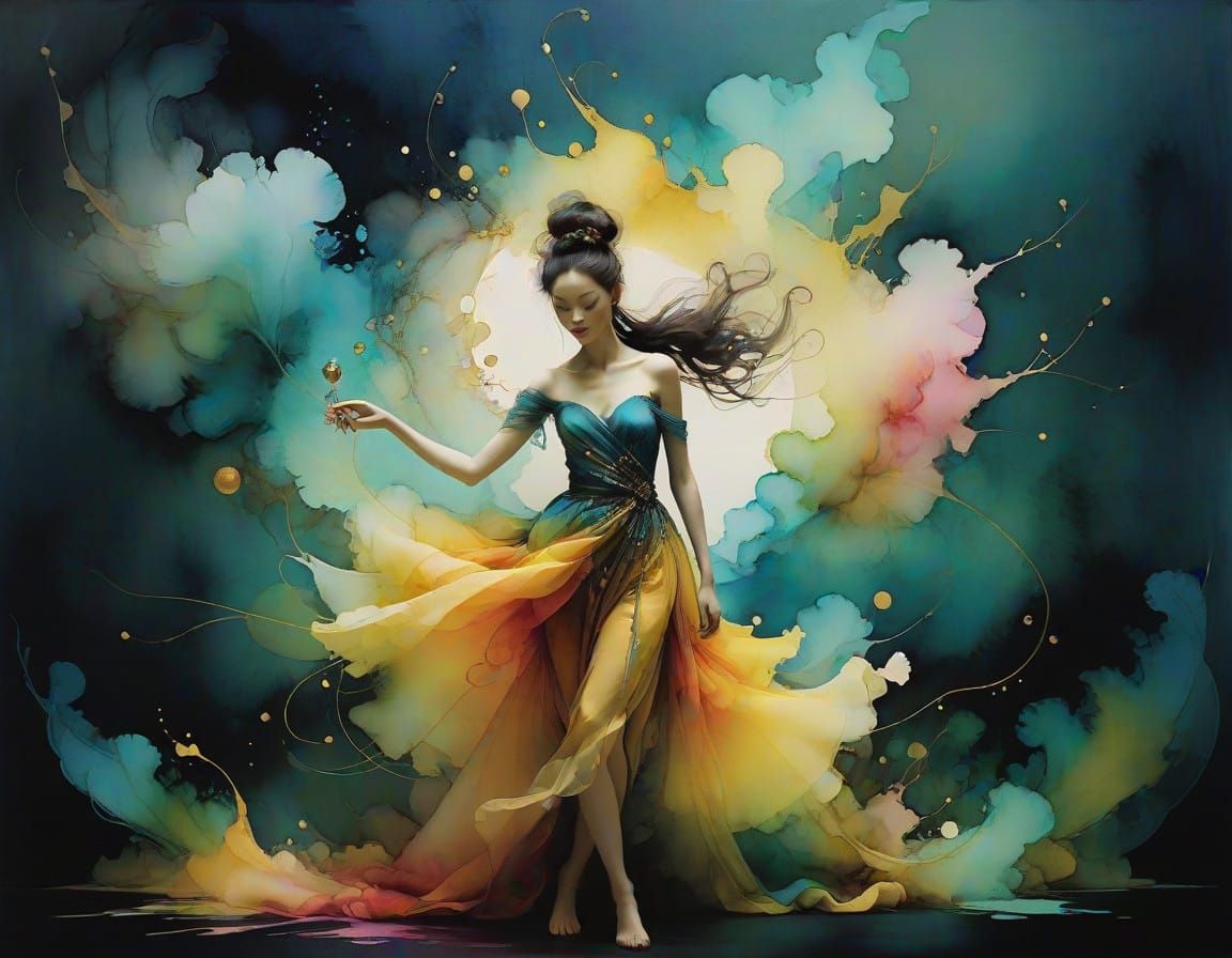 Whirling Colors in an Arabesque Vortex