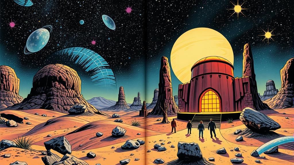 Classic Comic Book Superhero on Spider Planet