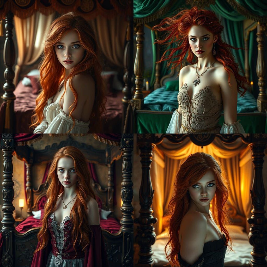 Hyperrealistic Portrait of a Young Sorceress in an Opulent S...