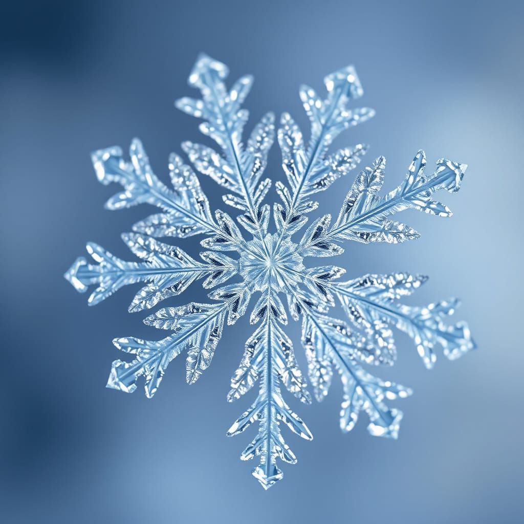 Hyper-Realistic Snowflake Macro Photo