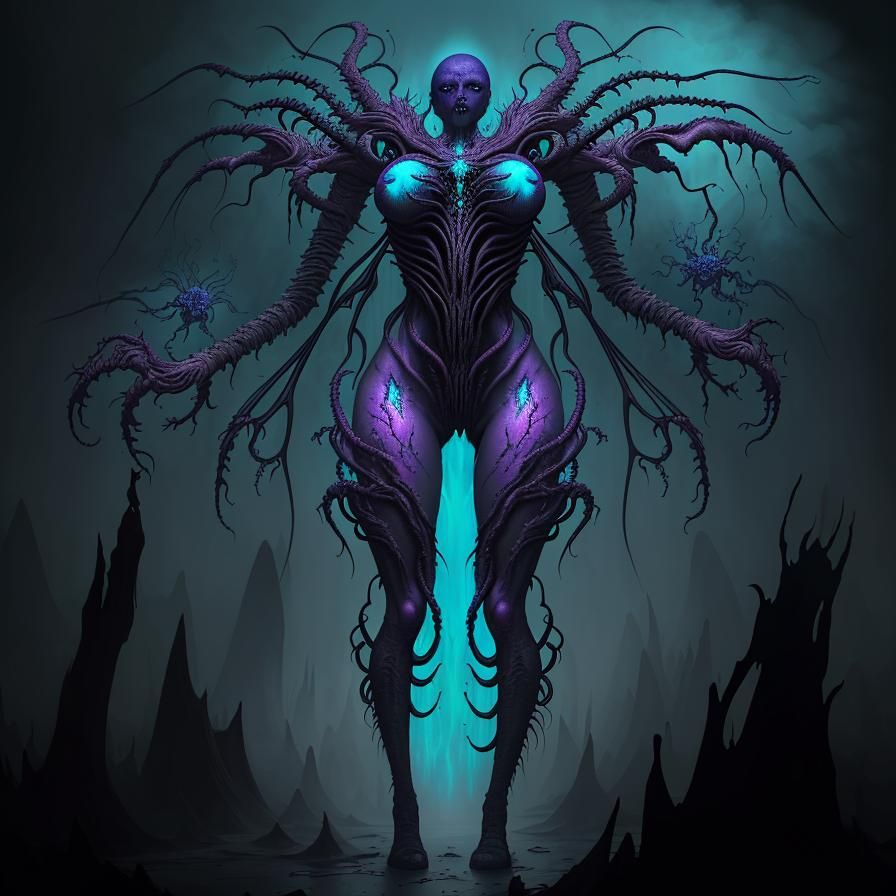 Dark Fantasy Battle: Twisted Gods Clash in Gothic Chaos