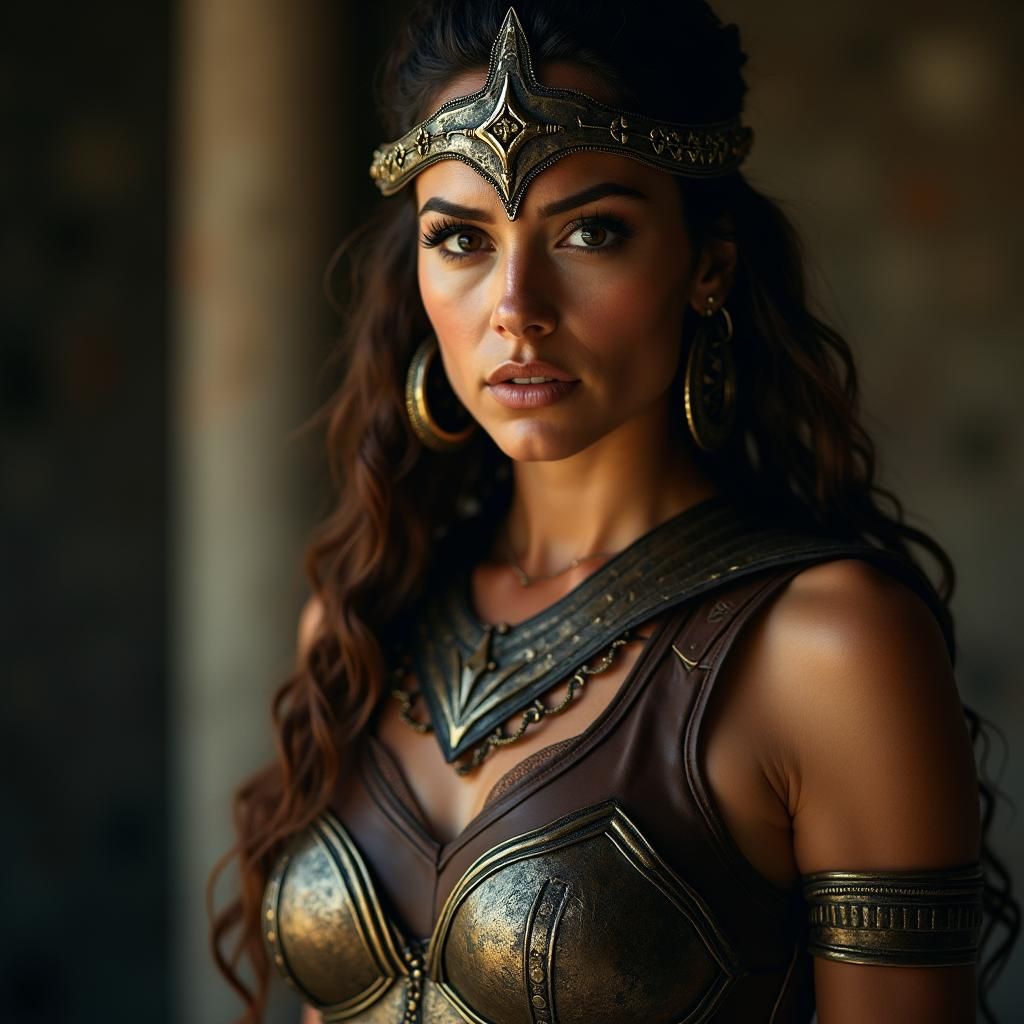 Amazon Princess in Leather Armor: Cinematic Film Still