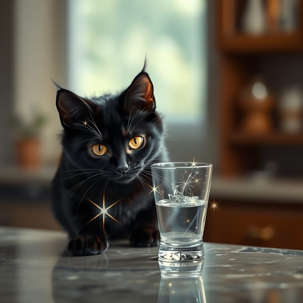 Magical Black Cat Creates Whimsical Chaos with Sparkling Acc...