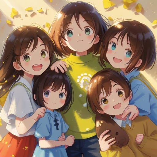 Vibrant Oil Painting Portrait of a Large Family