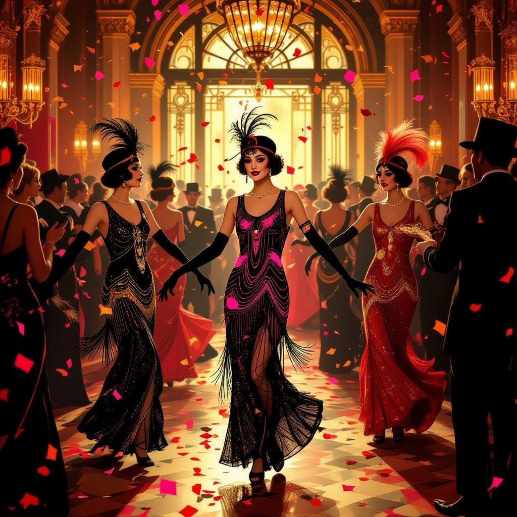 1920s Halloween Party: Flappers Dance in Art Deco Style