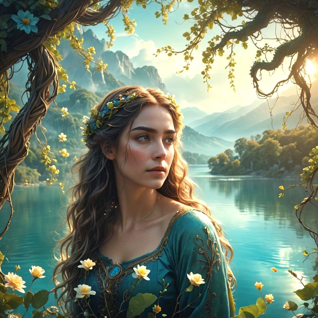 Fantasy Lake Scene in Detailed Matte Painting Style