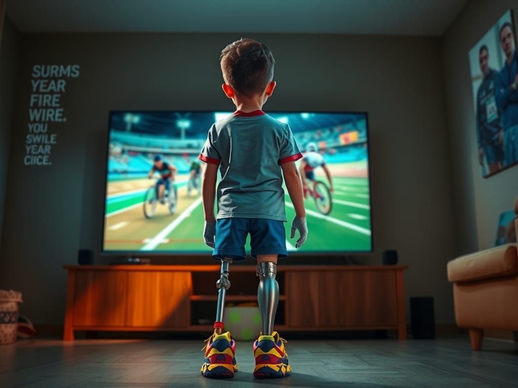 Boy with Prosthetic Leg Inspired by Wheelchair Racing