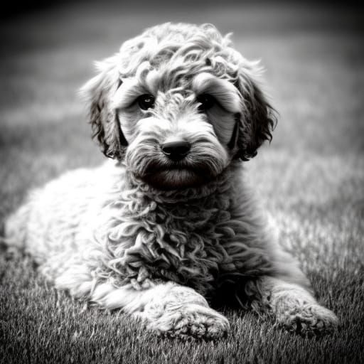 Hyperrealistic Portrait of a Mini Goldendoodle