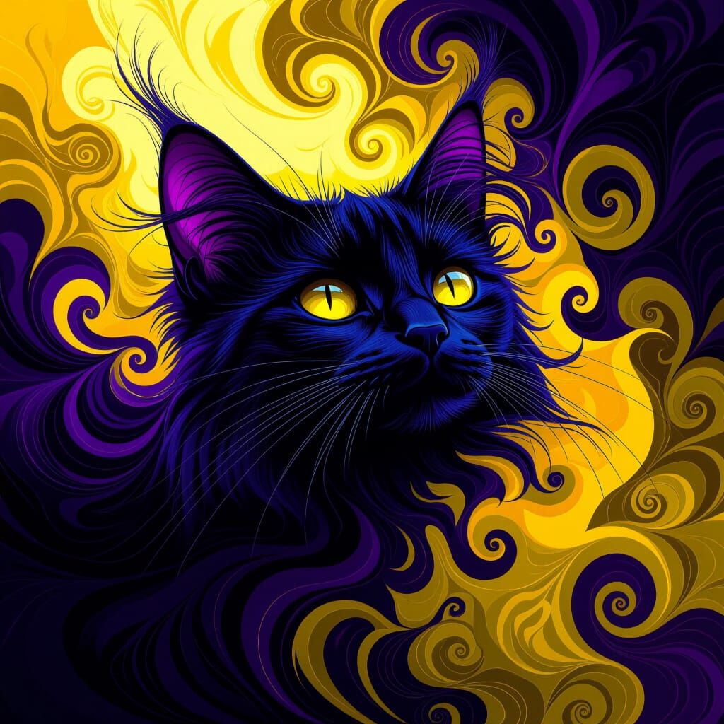 Dark Fantasy Cat Chaos Abstract Art