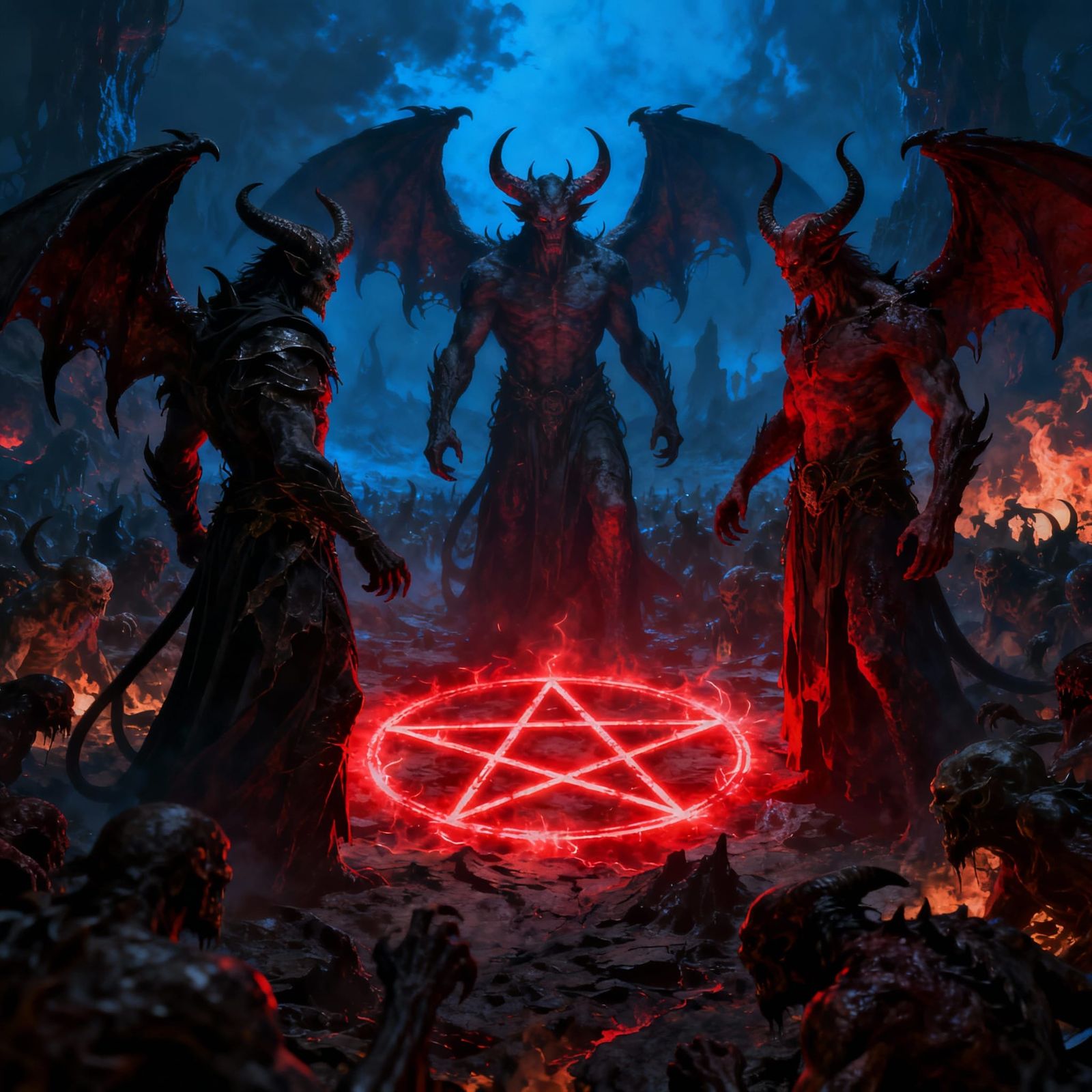 Demons and Hellish Creatures in Eerie Magazine Style