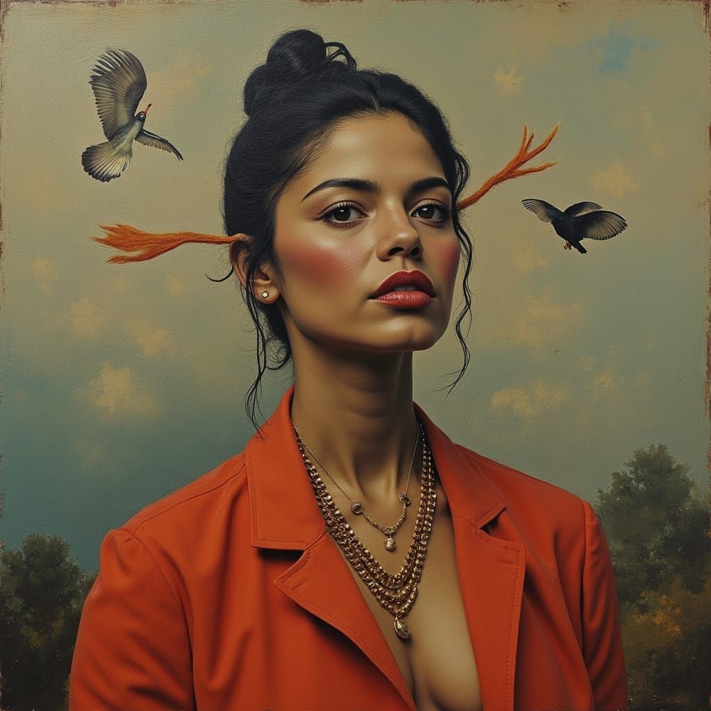 Mexican Surrealist Woman Portrait