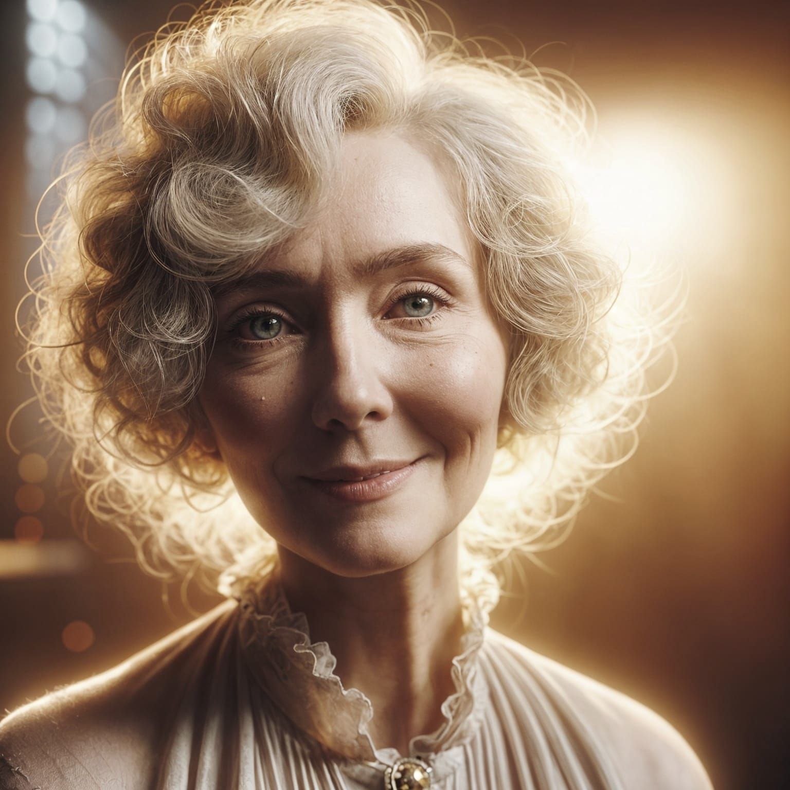 Elegant Elderly Woman in Warm Golden Light