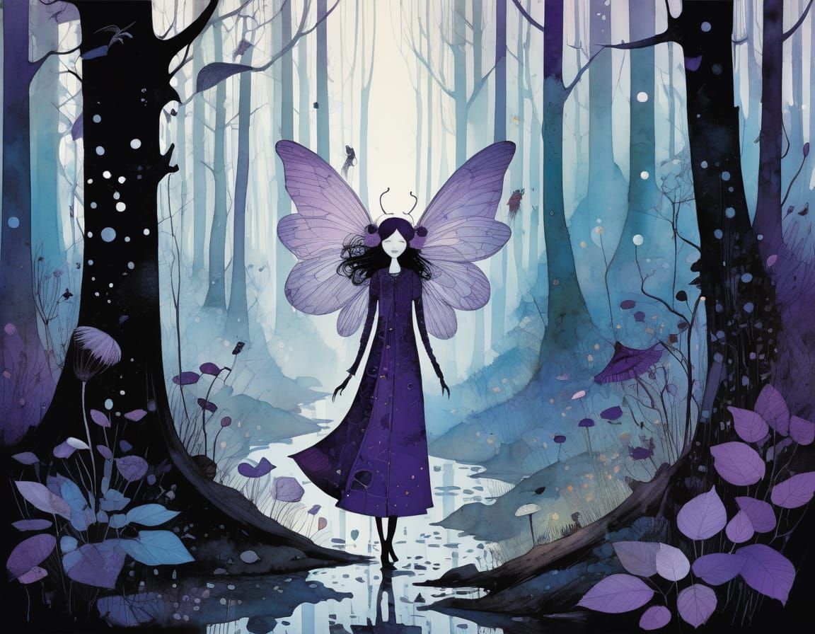 Enchanted Forest Whimsy in Vibrant Purple Hues
