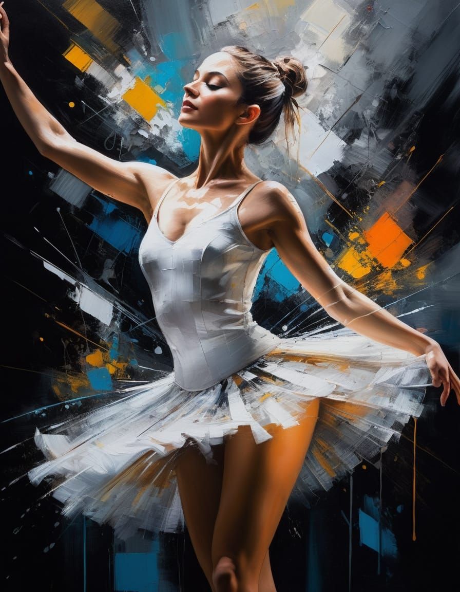Romantic Impressionist Ballerina in Joyful Dance