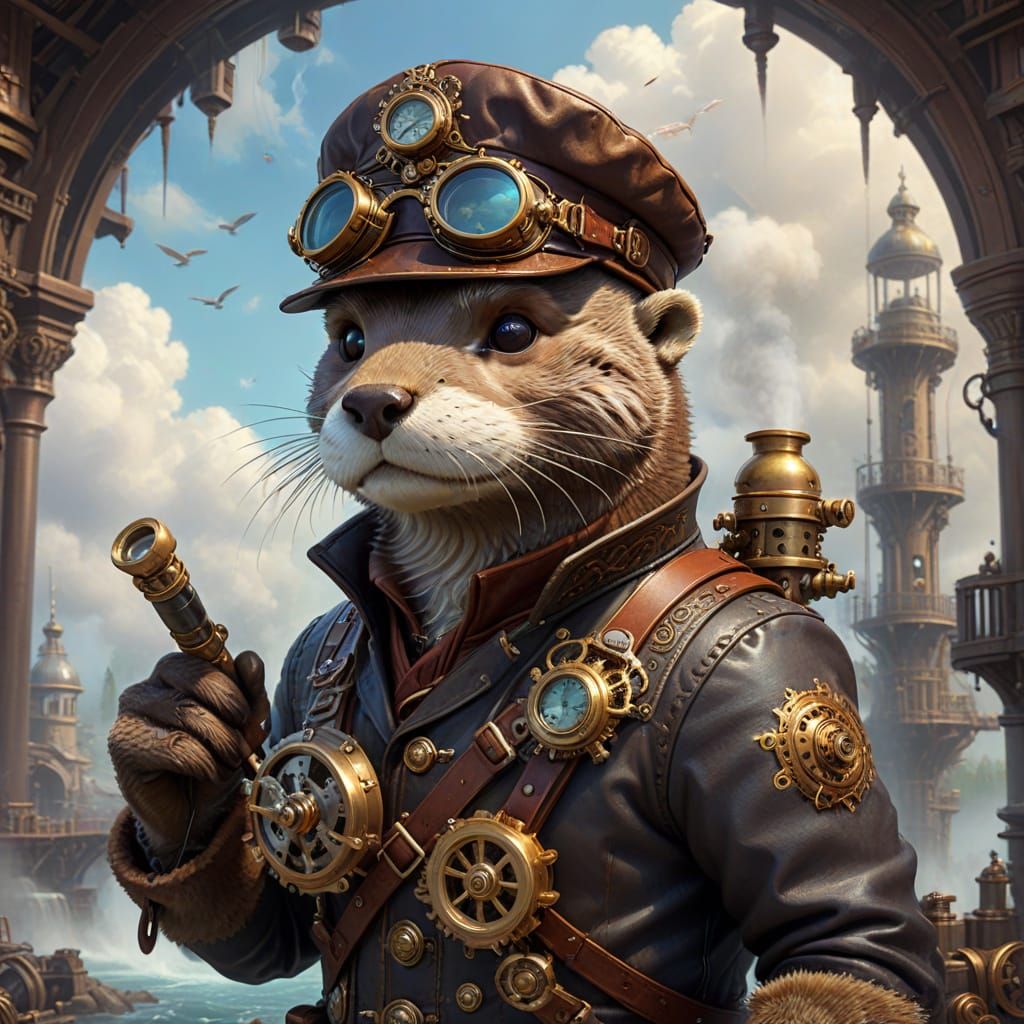 Steampunk Otter Soars Through Whimsical Clockwork City