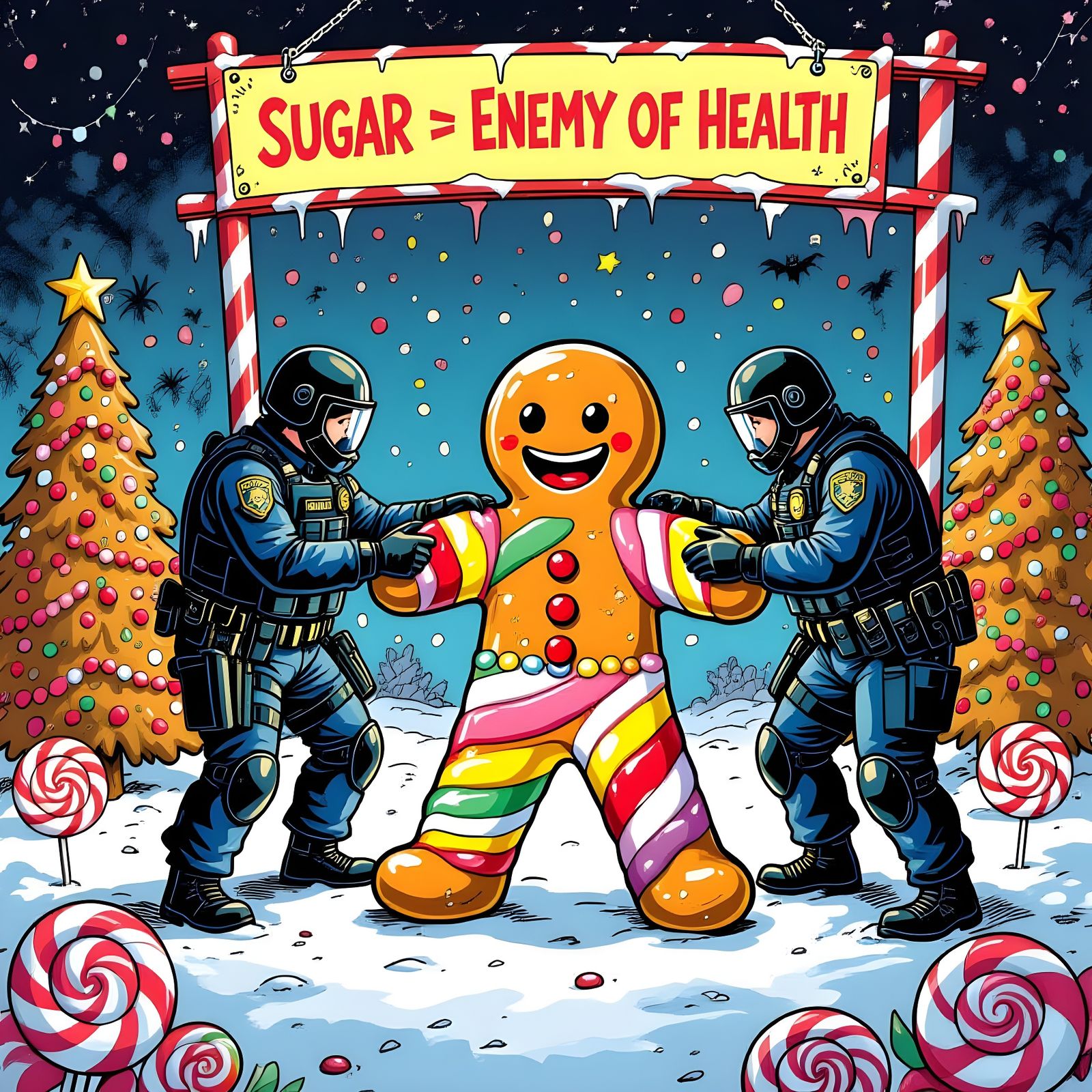 Police Arrest Candy Man in Sugar Satire
