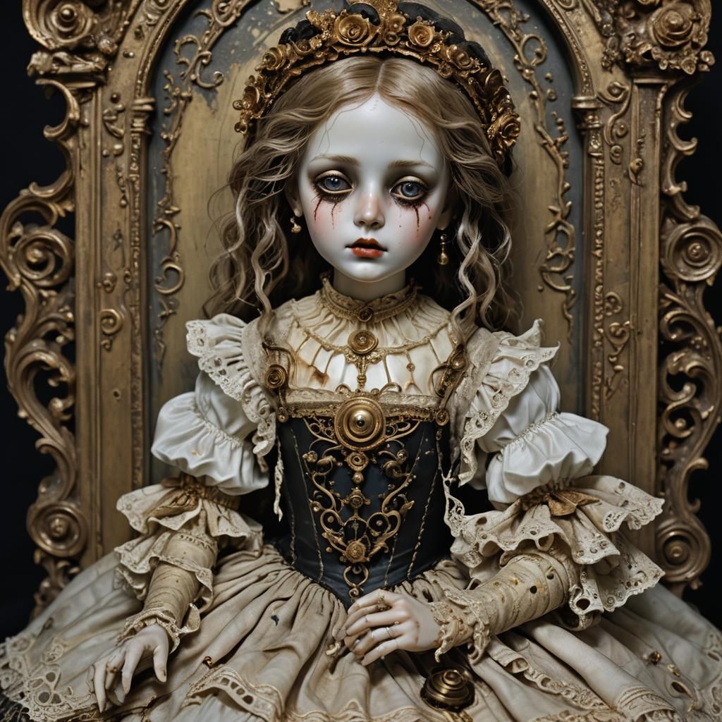 Macabre Porcelain Doll in Dark Fantasy Style