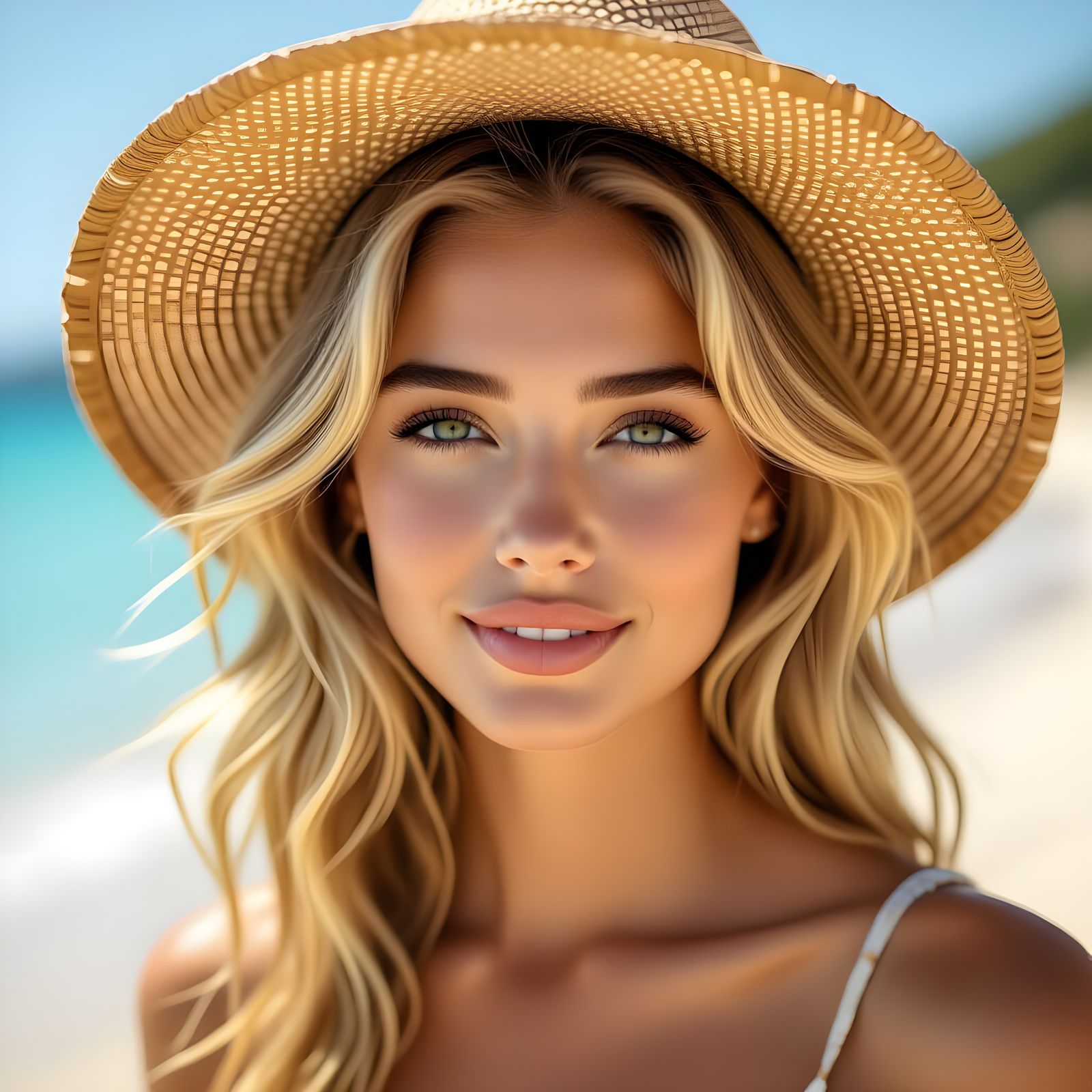 Beautiful Portuguese Woman on Sunny Beach