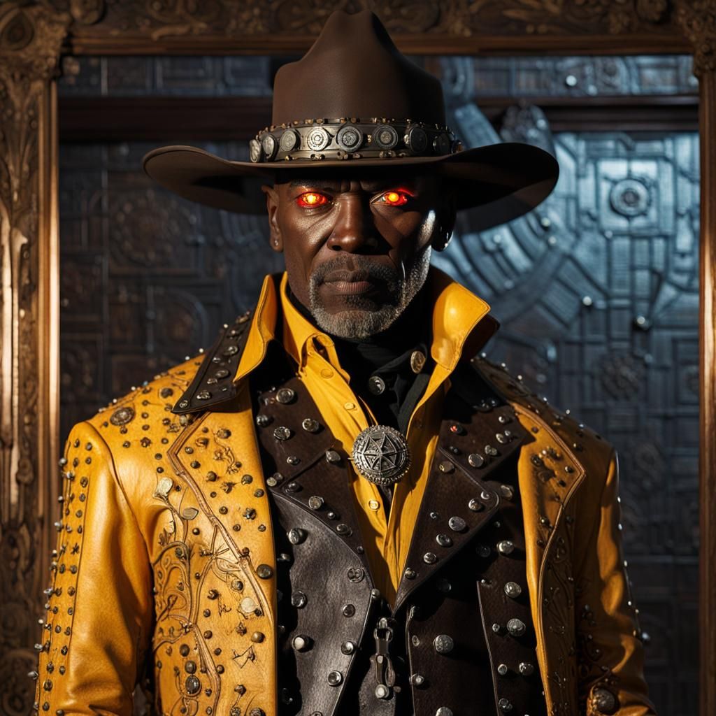 Western Pinhead with Fiery Reflection, Digital Matte Paintin...