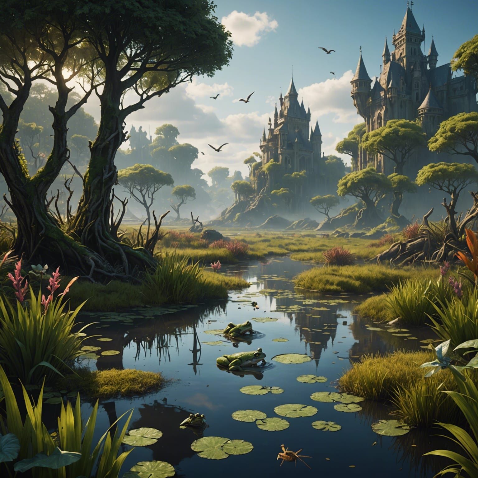 Detailed Marshland Ecosystem in Deep Color