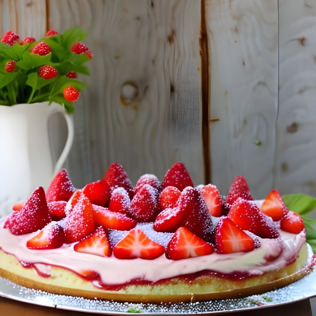 Strawberry Cake in Countryside Kitchen
