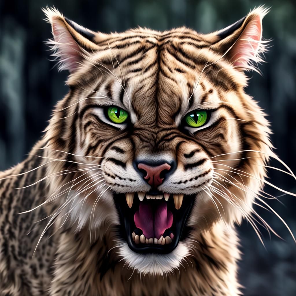 Rabid Sabertooth Tabby Cat Generated by AI