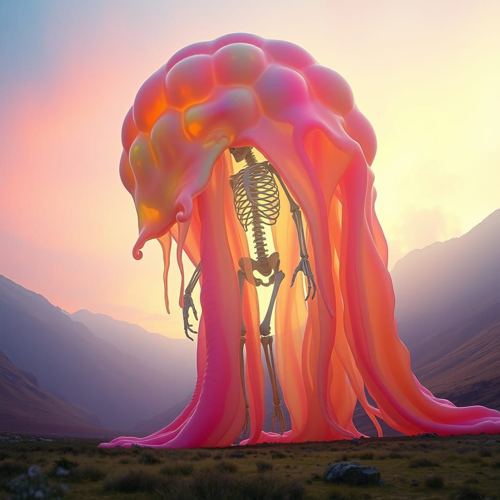 Cathedral Slime Creature in Dreamlike Digital Art