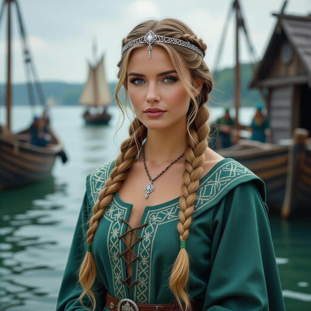 Hludana Goddess of Fishing in Ancient Germanic Harbor