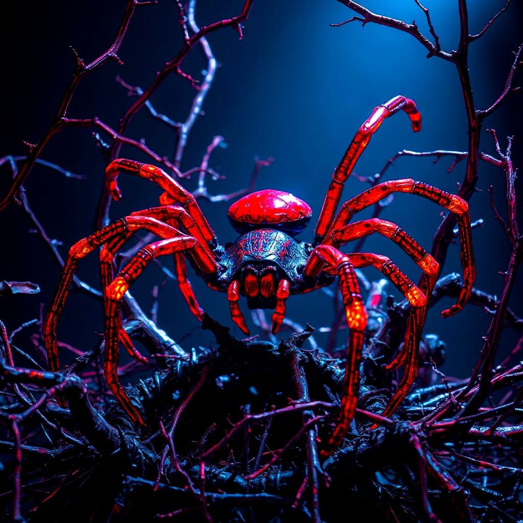 Barbed Wire Spider in Crimson Maze