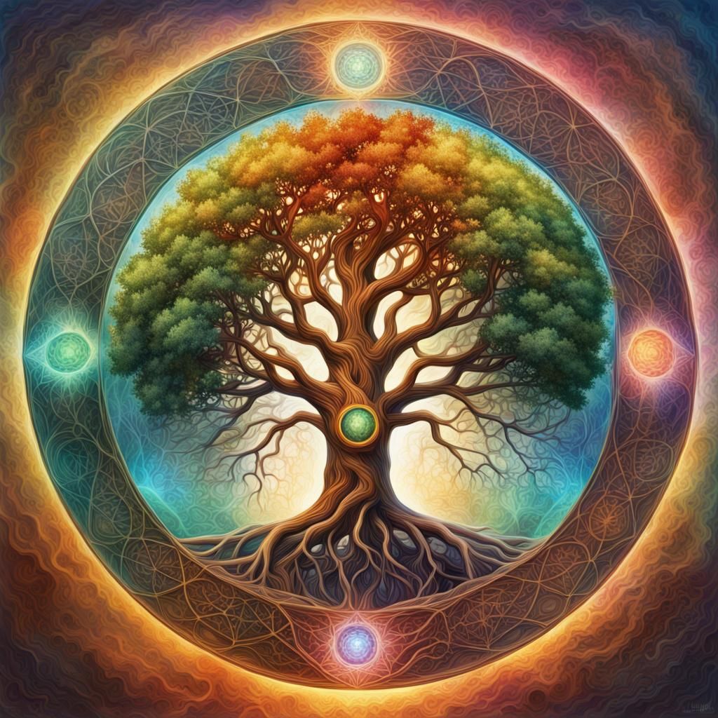 Hyperrealistic Kabbalah Tree of Life Art