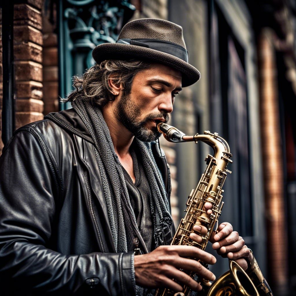 Hyperrealistic Saxophone Player with Intricate Details