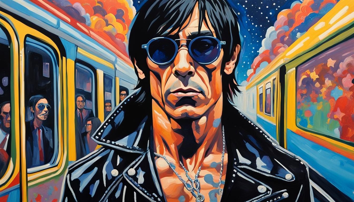 Iggy Pop Acrylic Painting in a Gouache Candyland