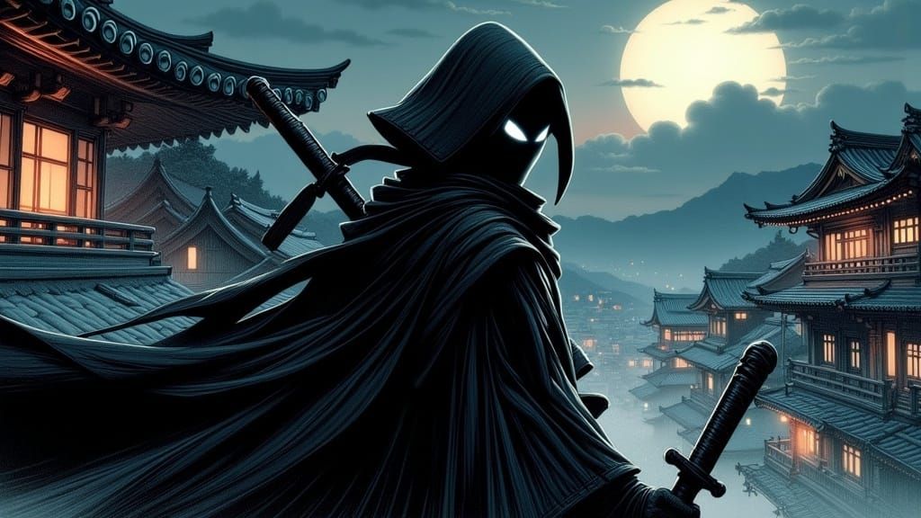 Batman as Ukiyo-e Print in Edo Japan