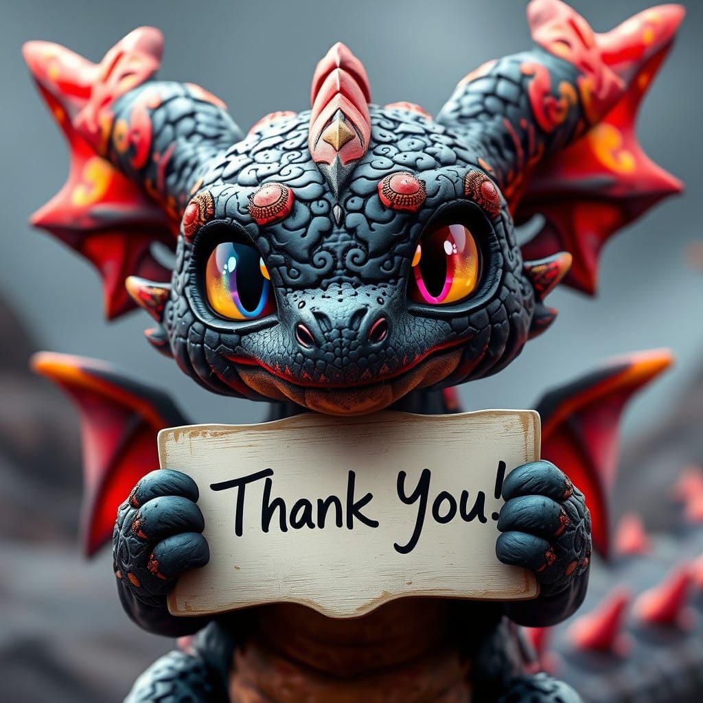 Vibrant Fantasy Dragon Expresses Gratitude in a Dreamlike Sc...