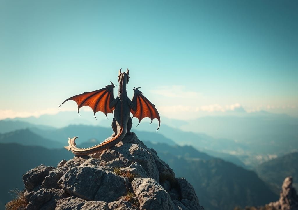 Windy Mountain Dragon in Digital Art Style