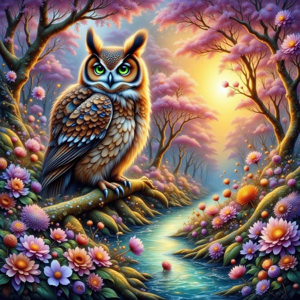 Enchanted Autumn Goddess in Vibrant Cosmic Watercolor