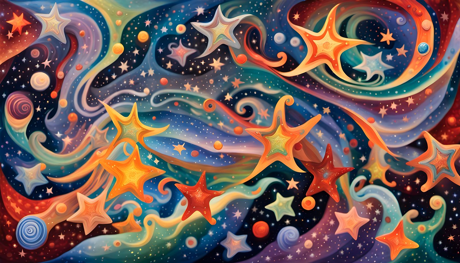 Iridescent Star Cluster in Aboriginal Impasto Style